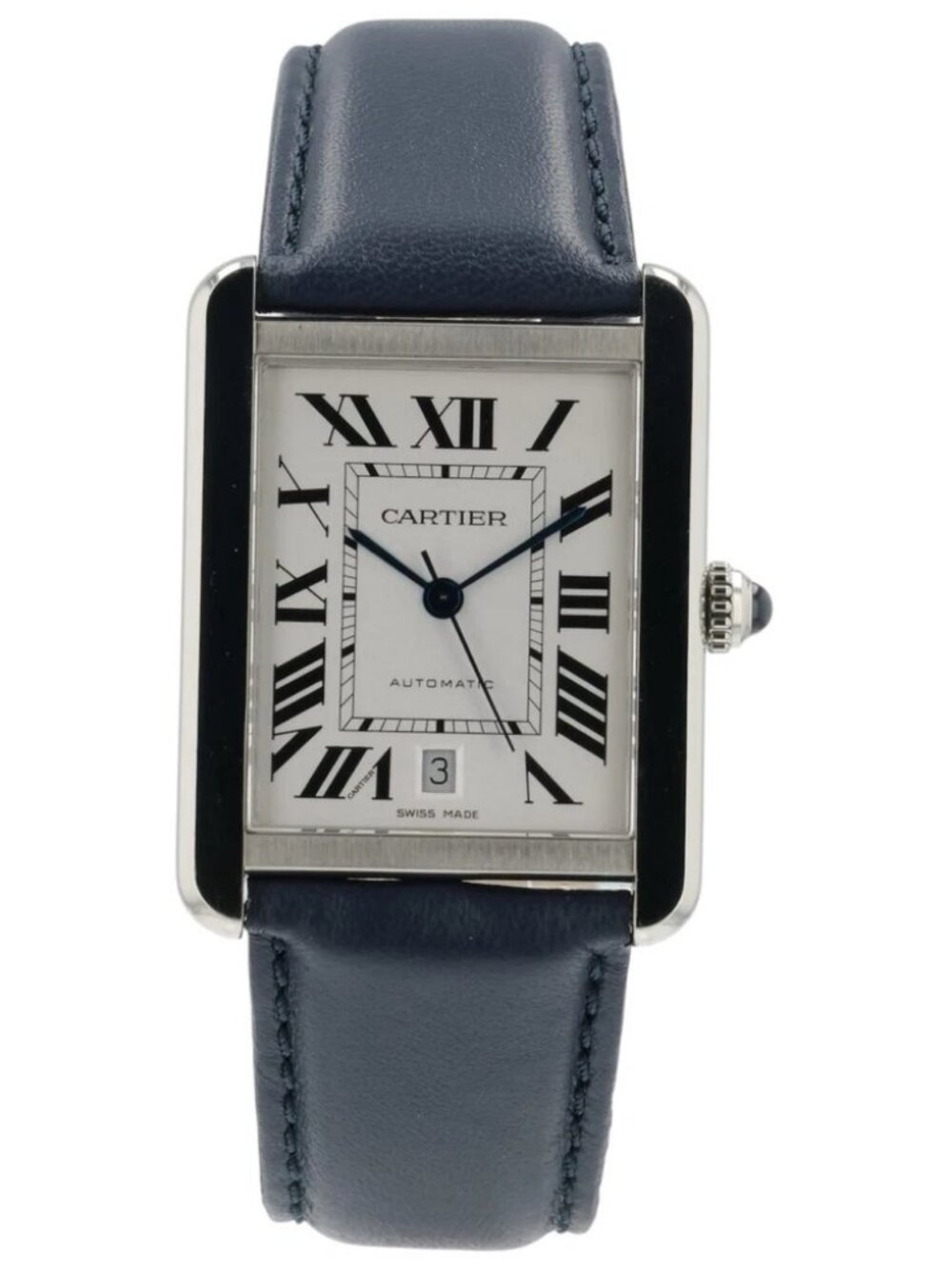 Cartier Tank XL Silver Dial Stainless Steel 31mm Automatic Mens Watch